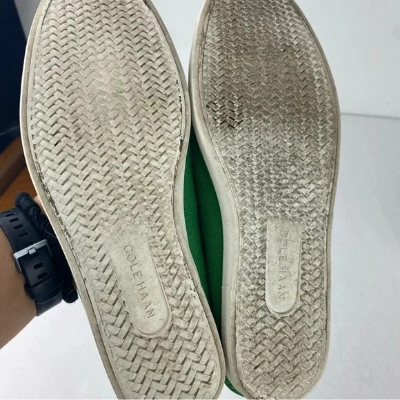 Cole Haan Womens Grand .OS 6.5 Pinch Maine Classic Green Canvas Penny Loafers - Picture 5 of 6
